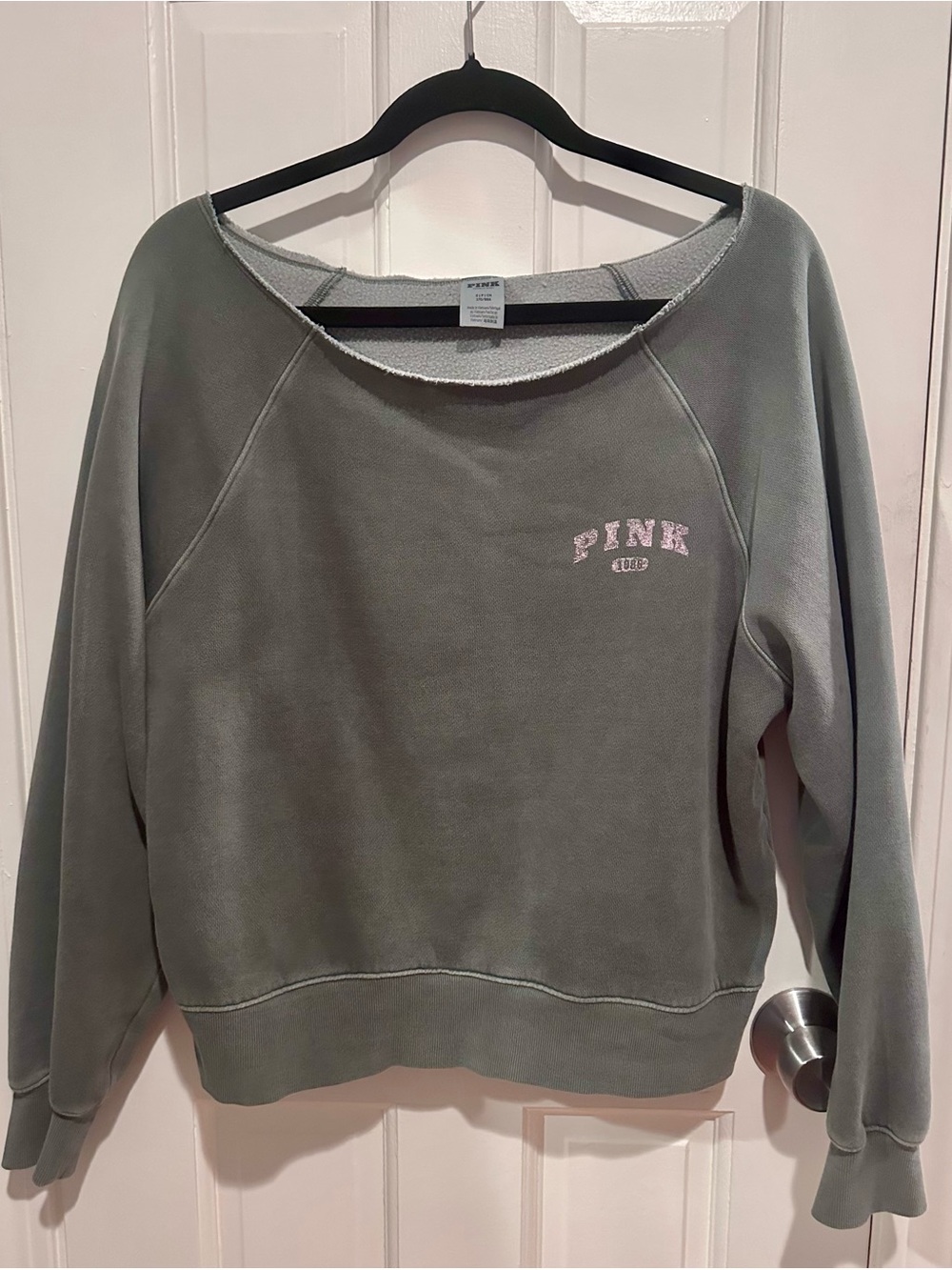 PINK Off Shoulder Sweatshirt with Pink Logo-Wild Thyme